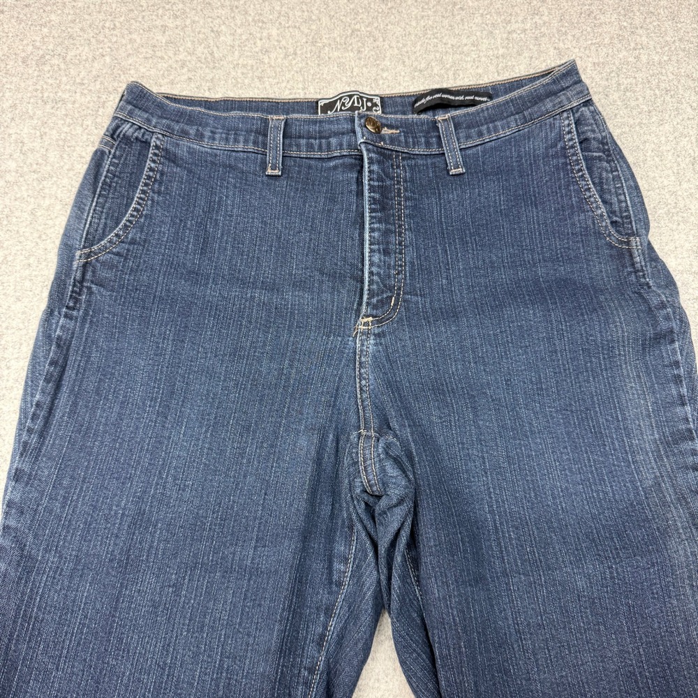 NYDJ Denim Capris Size 14 Blue Rhinestone Button Hem Cropped Stretch Jeans 7001